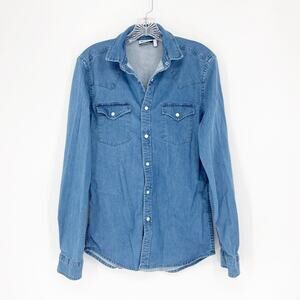 Asos Design Button-Up Denim Top Size Small